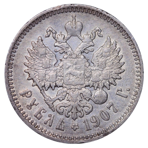 87 - Russian Empire, Emperor Nicholas II (1894-1917), 1 rouble, 1907 year, Silver, 20 gr, Y#59.3, bitkin ... 