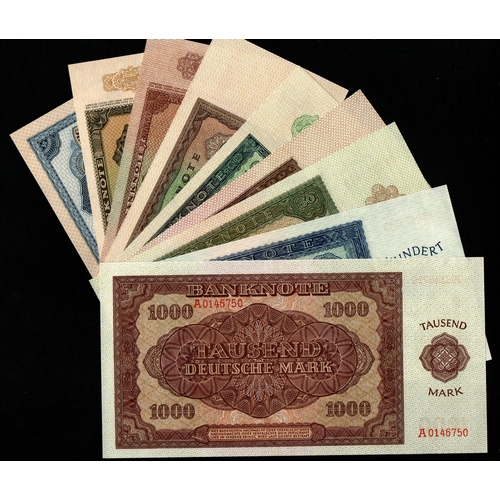 875 - Germany, 9 Banknotes - 50 Pfennig, 1 Mark, 2 Mark, 5 Mark, 10 Mark, 20 Mark, 50 Mark, 100 Mark, 1000... 