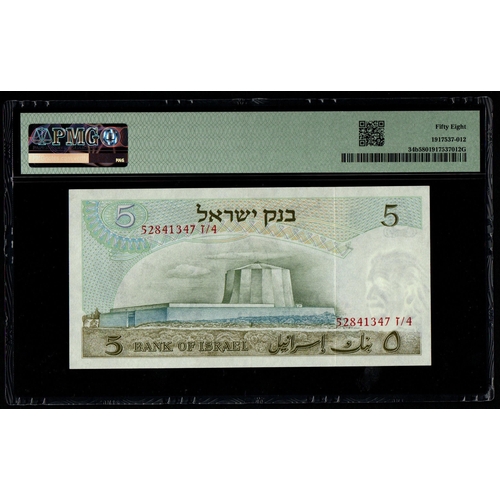 906 - Israel, Bank of Israel
Pick# 34b 1968 /5728 5 Lirot - Printer: JEZ
S/N 52841347 Z/4 - Wmk: A. Einste... 