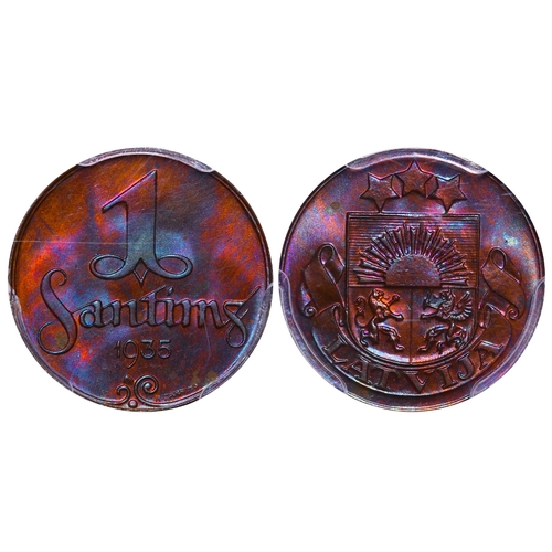 396 - Latvia, President Alberts Kviesis (1930-1936), 1 santims, 1935 year, Bronze, 1,8 gr, KM#1