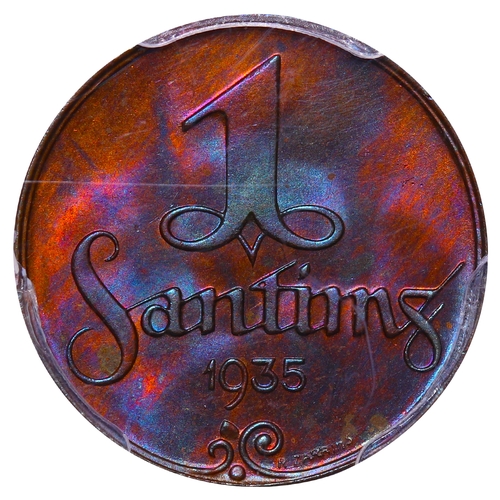 396 - Latvia, President Alberts Kviesis (1930-1936), 1 santims, 1935 year, Bronze, 1,8 gr, KM#1