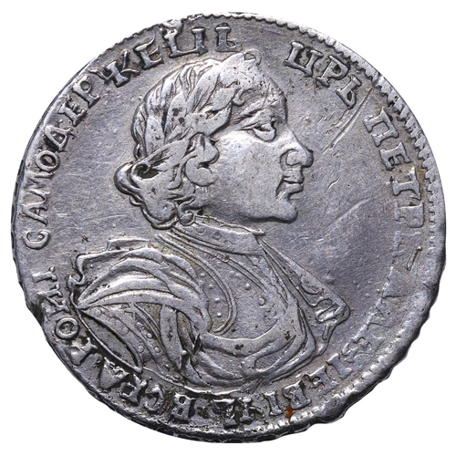 122 - Russian Empire, Tsar Peter I the Great (1682-1721), 1 poltina, Silver, 14.22 gr.