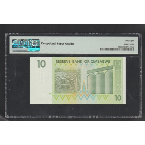 1322 - Zimbabwe, Reserve Bank Pick# 67 2007 10 Dollars - Wmk: Zimbabwe Bird & 10 S/N AB4120164 - Sign. #8 6... 