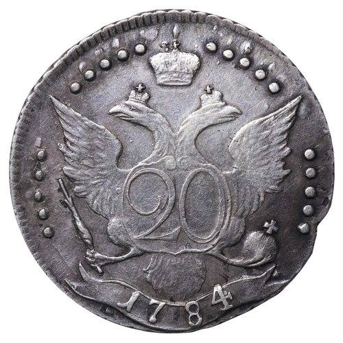 156 - Russian Empire, Empress Catherine II (1762-1796), 20 kopecks, 1784 year, Silver, 4,77 gr, C#63c, bit... 