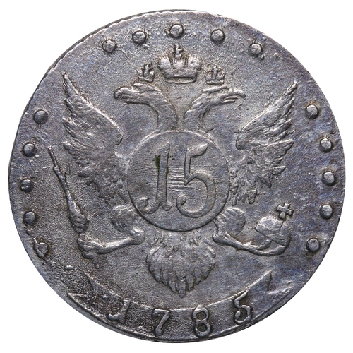 177 - Russian Empire, Empress Catherine II (1762-1796), 15 kopecks, 1785 year, Silver, 3,56 gr, C#62c, bit... 