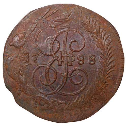 204 - Russian Empire, Empress Catherine II (1762-1796), 5 kopecks, 1788 year, Copper, 51.2 gr, C#59.6, bit... 