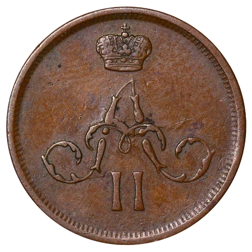 294 - Russian Empire, Emperor Alexander II (1855-1881), 1 denezhka, 1864 year, Copper, 2.56 gr, Y#2.3, bit... 