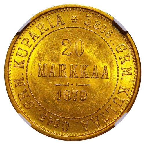 313 - Russian Empire, Finland, Emperor Nicholas II (1894-1917), 20 markkaa, 1879 year, Gold, 6,4516 gr, KM... 