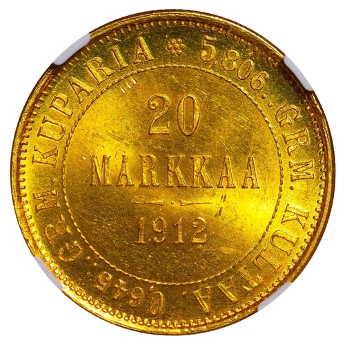 315 - Russian Empire, Finland, Emperor Nicholas II (1894-1917), 20 markkaa, 1912 year, Gold, 6,4516 gr, KM... 