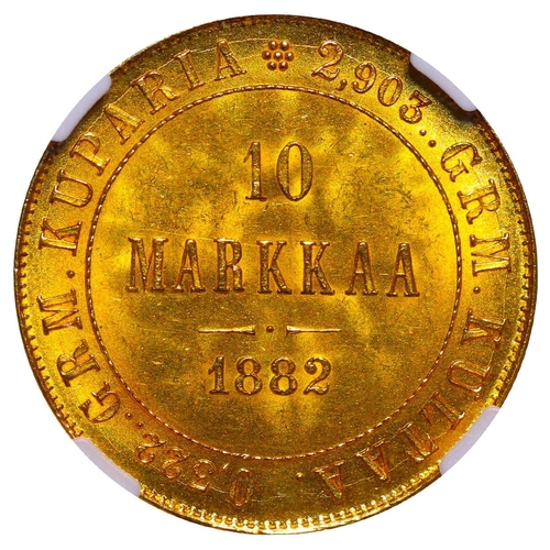 316 - Russian Empire, Finland, Emperor Alexander III (1881-1894), 10 markkaa, 1882 year, Gold, 3.22 gr, KM... 