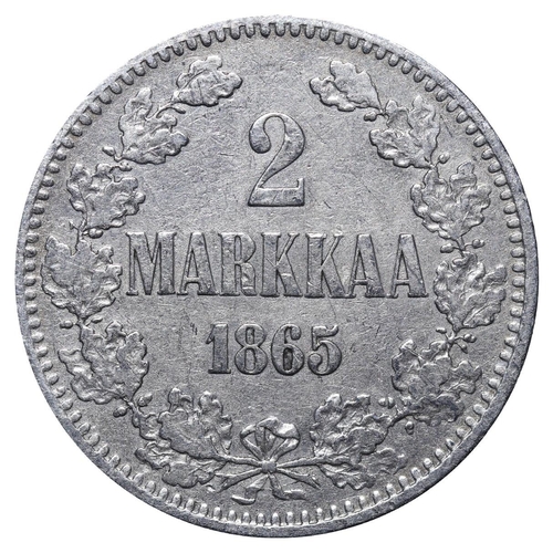 317 - Russian Empire, Finland, Emperor Alexander II (1855-1881), 2 markkaa, 1865 year, Silver, 10,3657 gr,... 