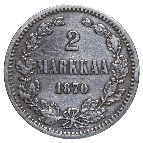 318 - Russian Empire, Finland, Emperor Alexander II (1855-1881), 2 markkaa, 1870 year, Silver, 10,3657 gr,... 