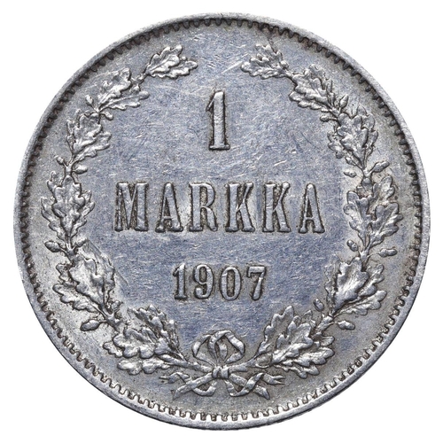 319 - Russian Empire, Finland, Emperor Nicholas II (1894-1917), 1 markka, 1908 year, Silver, 5,18 gr, KM#3... 