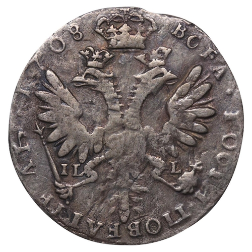 323 - Russian Empire, Commonwealth of Poland, Tsar Peter I the Great (1682-1721), 1 tynf,  Silver, 6,4 gr,... 