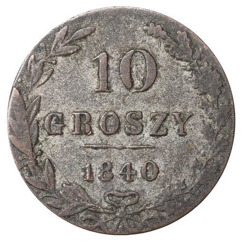 326 - Russian Empire, Poland (Polish States), Emperor Nicholas I (1825-1855), 10 groszy, 1840 year, Billon... 