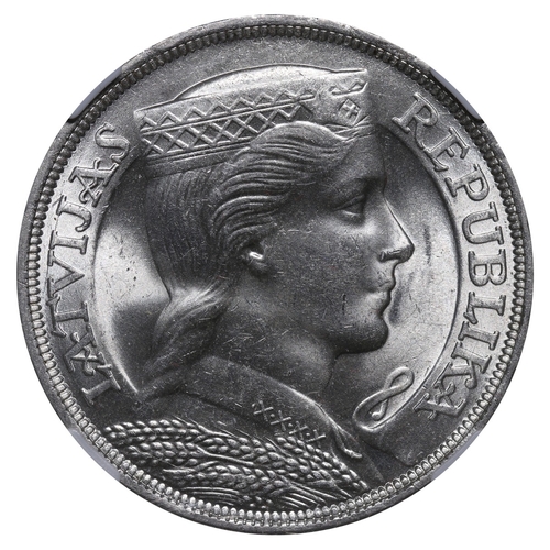 413 - Latvia, President Alberts Kviesis (1930-1936), 5 lati, 1931 year, Silver, 25 gr, KM#9, In MS 62: 244... 