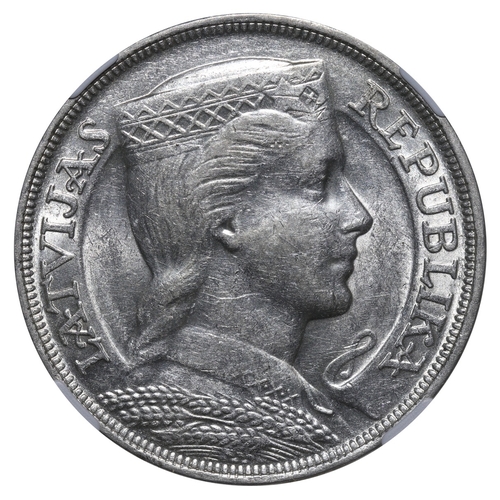 416 - Latvia, President Alberts Kviesis (1930-1936), 5 lati, 1932 year, Silver, 25 gr, KM#9, In AU 55: 19,... 