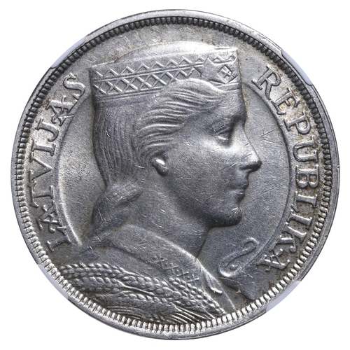 417 - Latvia, President Alberts Kviesis (1930-1936), 5 lati, 1932 year, Silver, 25 gr, KM#9, In MS 61: 55,... 