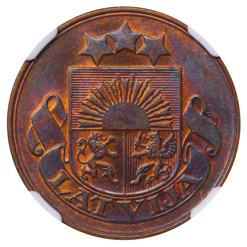 423 - Latvia, President Janis Chakste (1922-1927), 5 santimi, 1922 year, Bronze, 3 gr, KM#3, In MS 63 BN: ... 