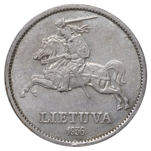 434 - Lithuania, President Antanas Smetona (1926-1940), 10 litu, 1936 year, Silver, 18 gr, KM#83, Vytautas