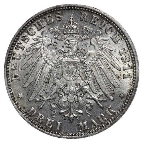 451 - Germany, Anhalt-Dessau, Duke Frederick II (1901-1918), 3 mark, 1911 year, Silver, 16.66 gr,