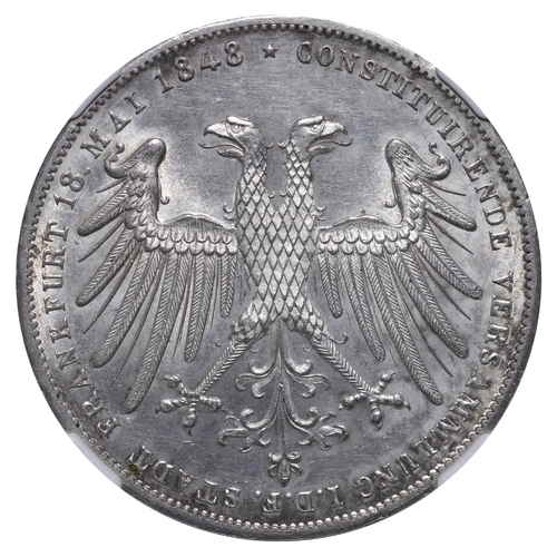 467 - Germany, Free City of Frankfurt (1372-1866), 2 gulden, 1848 year, Silver, 21.21 gr, KM#337, Constitu... 