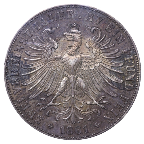 468 - Germany, Free City of Frankfurt (1372-1866), 2 vereinsthaler, 1861 year, Silver, 37,04 gr, AKS#4