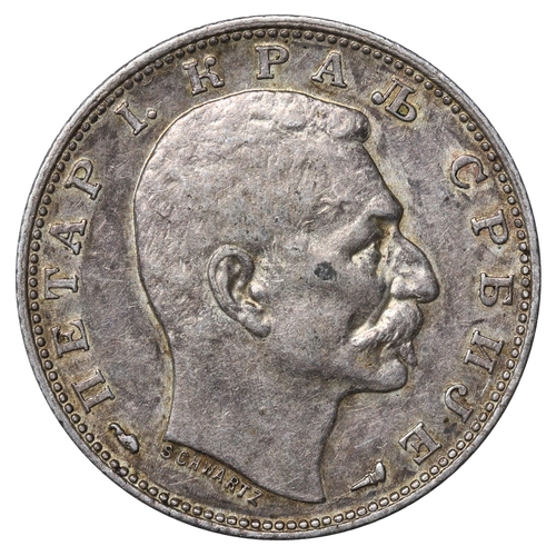 479 - Serbia, King Peter I (1903-1918), 1 dinar, 1915 year, Silver, 5 gr, KM#25.3