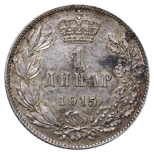 479 - Serbia, King Peter I (1903-1918), 1 dinar, 1915 year, Silver, 5 gr, KM#25.3