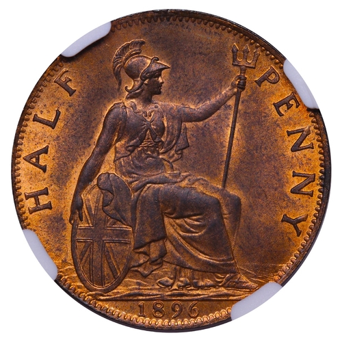 487 - United Kingdom, Queen Victoria (1837-1901), Â½ penny, 1896 year, Bronze, 5,67 gr, KM#789, In MS 63 R... 