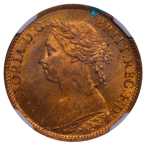 488 - United Kingdom, Queen Victoria (1837-1901), 1 farthing, 1890 year, Bronze, 2,83 gr, KM#753, In MS 64... 