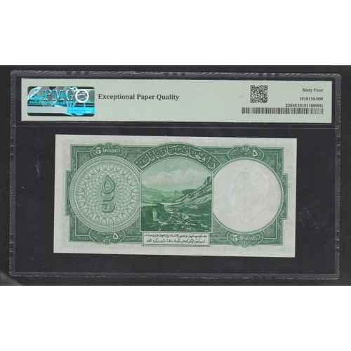 525 - Afghanistan, Bank of Afghanistan
Pick# 22 ND (1939)/SH1318 5 Afghanis
S/N 8Z 565036 - Printer: BWC -... 