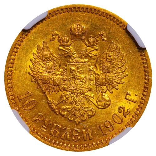 54 - Russian Empire, Emperor Nicholas II (1894-1917), 10 roubles, 1902 year, Gold, 8,6 gr, Y#64, bitkin 1... 