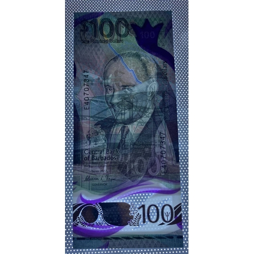 560 - Barbados, 100 Dollars, 2022 year, E40707347, Central Bank of Barbados