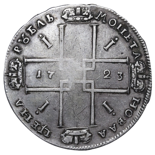 59 - Russian Empire, Tsar Peter I the Great (1682-1725), 1 rouble, 1723 year, Silver, 28.44 gr, KM#â¯162... 