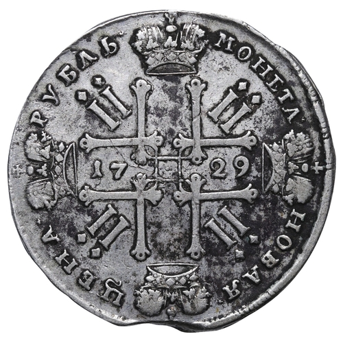 62 - Russian Empire, Emperor Peter II (1727-1730), 1 rouble, 1729 year, Silver, 28,44 gr, KM#â¯182.3, bi... 