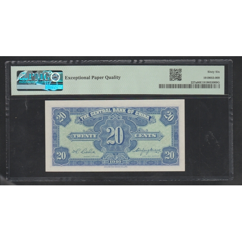 677 - China, Central Bank of China 
Pick# 227a S/M#C300-131 1940 2 Chiao = 20 Cents 
S/N L380554S - Printe... 