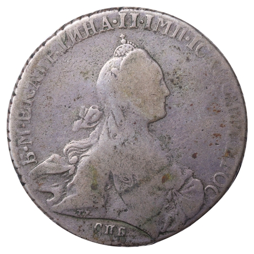 69 - Russian Empire, Empress Catherine II (1762-1796), 1 rouble, 1770 year, Silver, 24 gr, C#67a.2, bitki... 