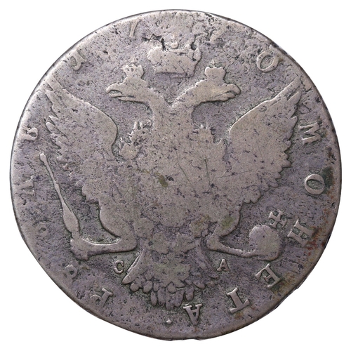 69 - Russian Empire, Empress Catherine II (1762-1796), 1 rouble, 1770 year, Silver, 24 gr, C#67a.2, bitki... 