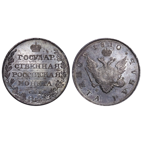 72 - Russian Empire, Emperor Alexander I (1801-1825), 1 rouble, 1810 year, Silver, 20,73 gr, C#125a, bitk... 