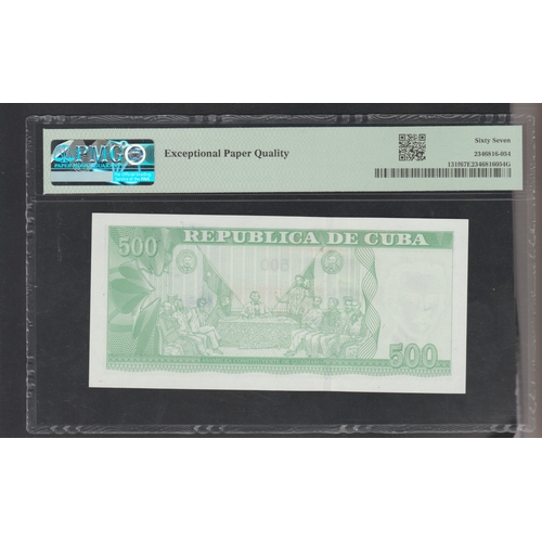 723 - Cuba, Banco Central De Cuba Pick# 131f 2023 500 Pesos - Printer:IDS S/N IF-03 073708 - Wmk: I. Agram... 