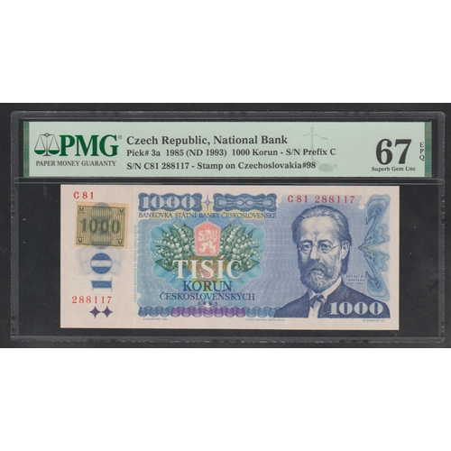 726 - Czech Republic, National Bank Pick# 3a 1985 (ND 1993) 1000 Korun - S/N Prefix C S/N c81 288117 - Sta... 