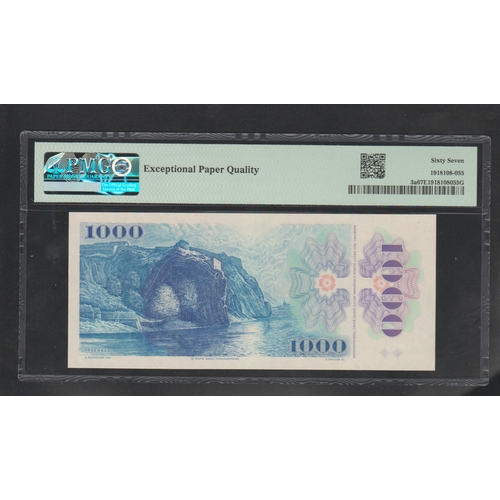 726 - Czech Republic, National Bank Pick# 3a 1985 (ND 1993) 1000 Korun - S/N Prefix C S/N c81 288117 - Sta... 