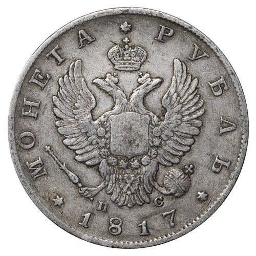 76 - Russian Empire, Emperor Alexander I (1801-1825), 1 rouble, 1817 year, Silver, 20,73 gr, C#130, bitki... 