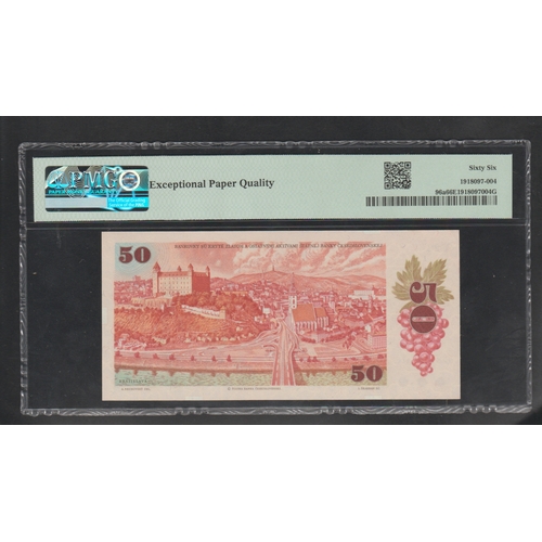 762 - Czechoslovakia, State Bank
Pick# 96a 1987 50 Korun - Printer: STC-P
S/N F23 636250 - Wmk: Stars & Li... 