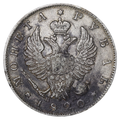 81 - Russian Empire, Emperor Alexander I (1801-1825), 1 rouble, 1820 year, Silver, 20,73 gr, C#130, bitki... 