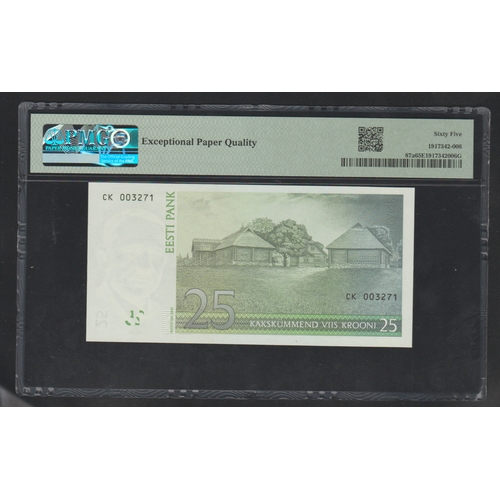 819 - Estonia, Bank of Estonia
Pick# 87a 2007 25 Krooni - Printer: G&D
S/N CK003271 - Wmk: A. Hansen-Tamms... 