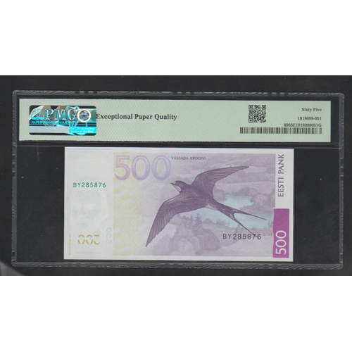 827 - Estonia, Bank of Estonia Pick#89
2007 500 Krooni S/N BY285876-Wmk: C.R. Jakobson & 500 65 Gem Uncirc... 