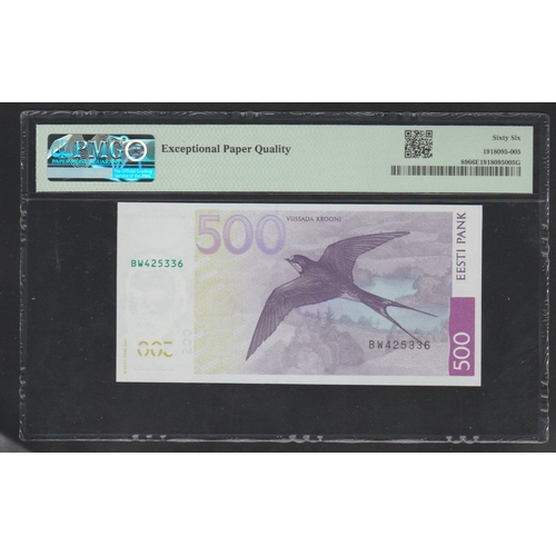 829 - Estonia, Bank of Estonia, Pick# 89 2007 500 Krooni S/N BW425336 - Wmk: C.R. Jakobson & 500 66 Gem Un... 