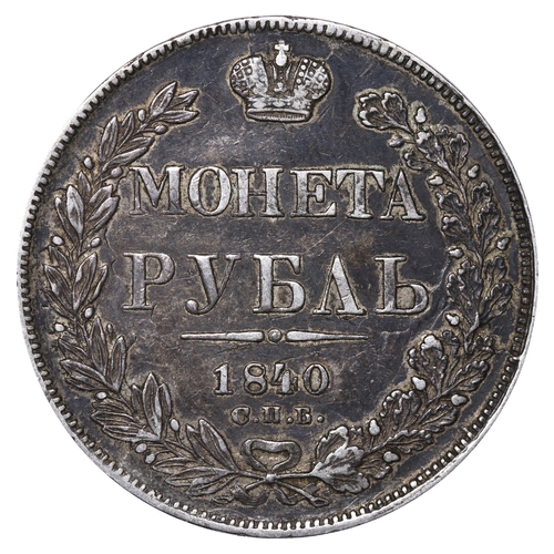 86 - Russian Empire, Emperor Nicholas I (1825-1855), 1 rouble, 1840 year, Silver, 20,73 gr, C#168.1, bitk... 